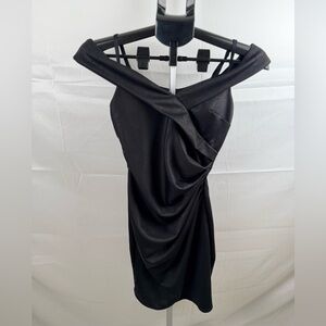 I.N. San Francisco Black Off Shoulder Cocktail Dress Ruched Bodycon Junior Size1